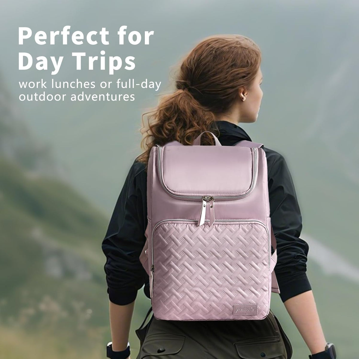 Cooler Backpack Insulated Leak Proof 33 Cans, Waterproof Hiking Backpack Cooler Soft Cooler Bag Lunch Backpack for Women Picnic Camping Beach, Purple