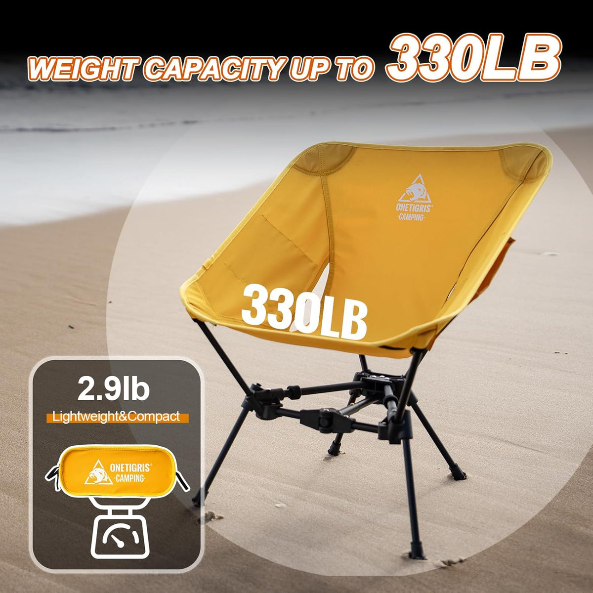 ONETIGRIS Tigerblade Camping Chair, Lightweight Folding Backpacking Hiking Chair, Compact Portable 330 lbs Capacity