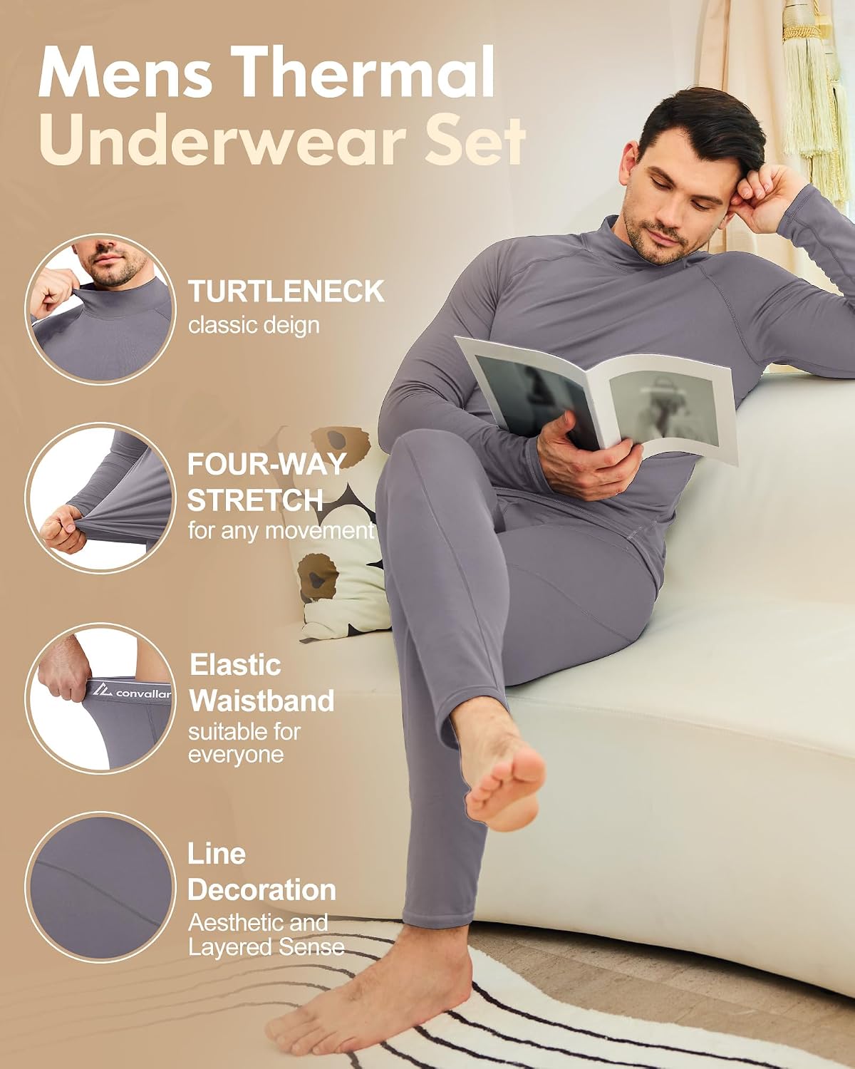 Mens Thermal Underwear Long Johns Base Layer Set Cold Weather 1/2/3 Pack