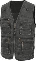 Spanye Mens Safari Travel Photo Vest Outdoor Fishing Multi Pocket Jacket Beige