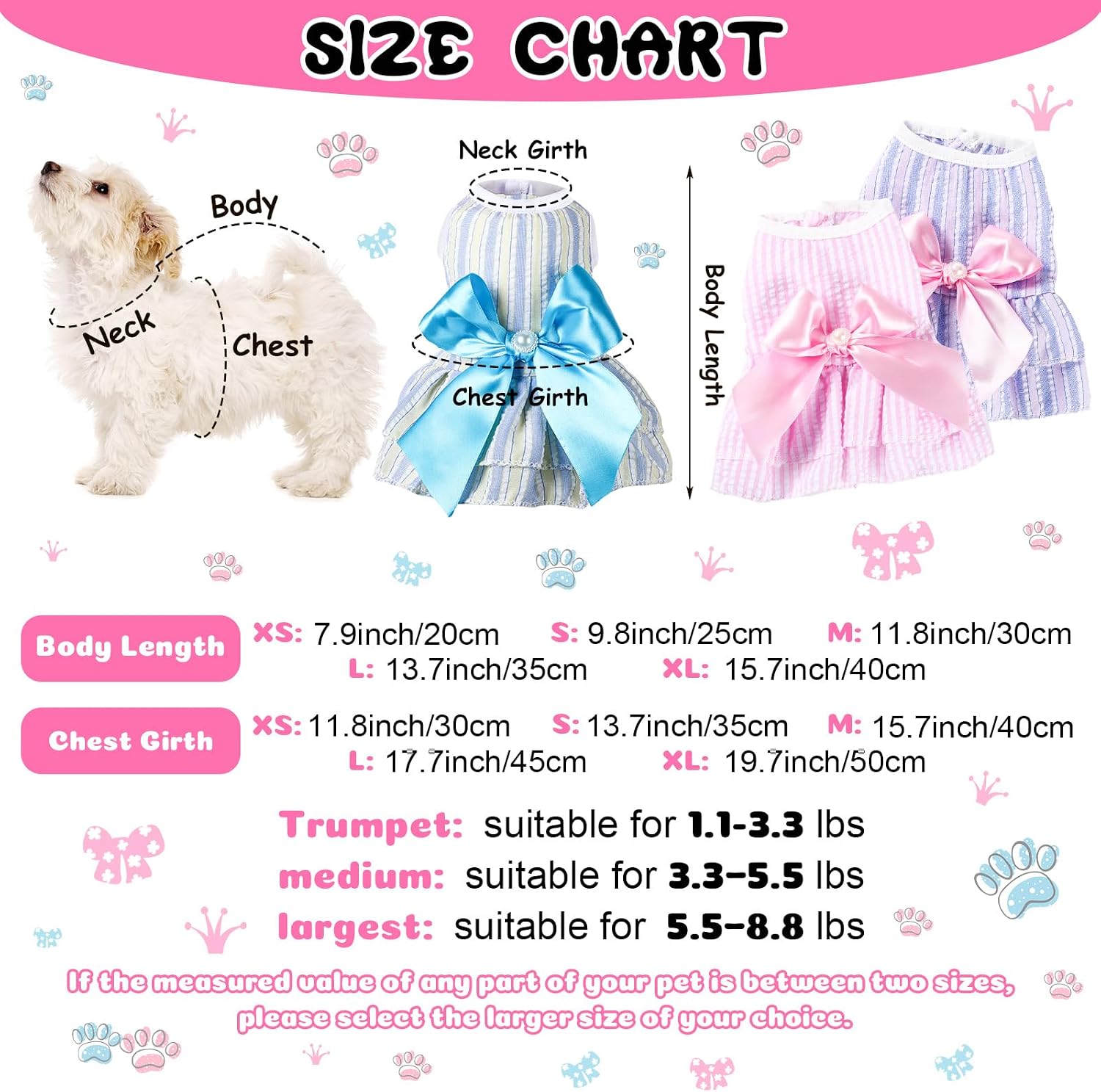 Reginary 4 Pack Princess Dog Dresses for Small Dogs Girl, Tutu Skirt with Pearl Bow, Cute Summer Puppy Clothes, Sleeveless Pet Apparel with Front Buttons for Chihuahua Yorkie Maltese, Cats(Small)