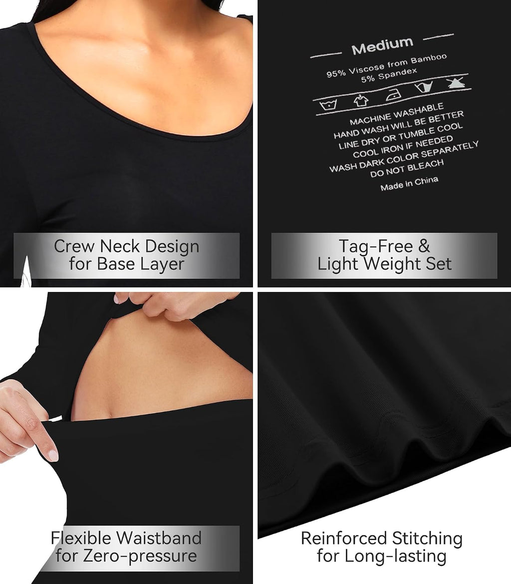 WiWi Soft Underwear for Women Thermal Long Johns Sets Super Warm Base Layer Top Pants Pajamas Set Viscose from Bamboo S-3X