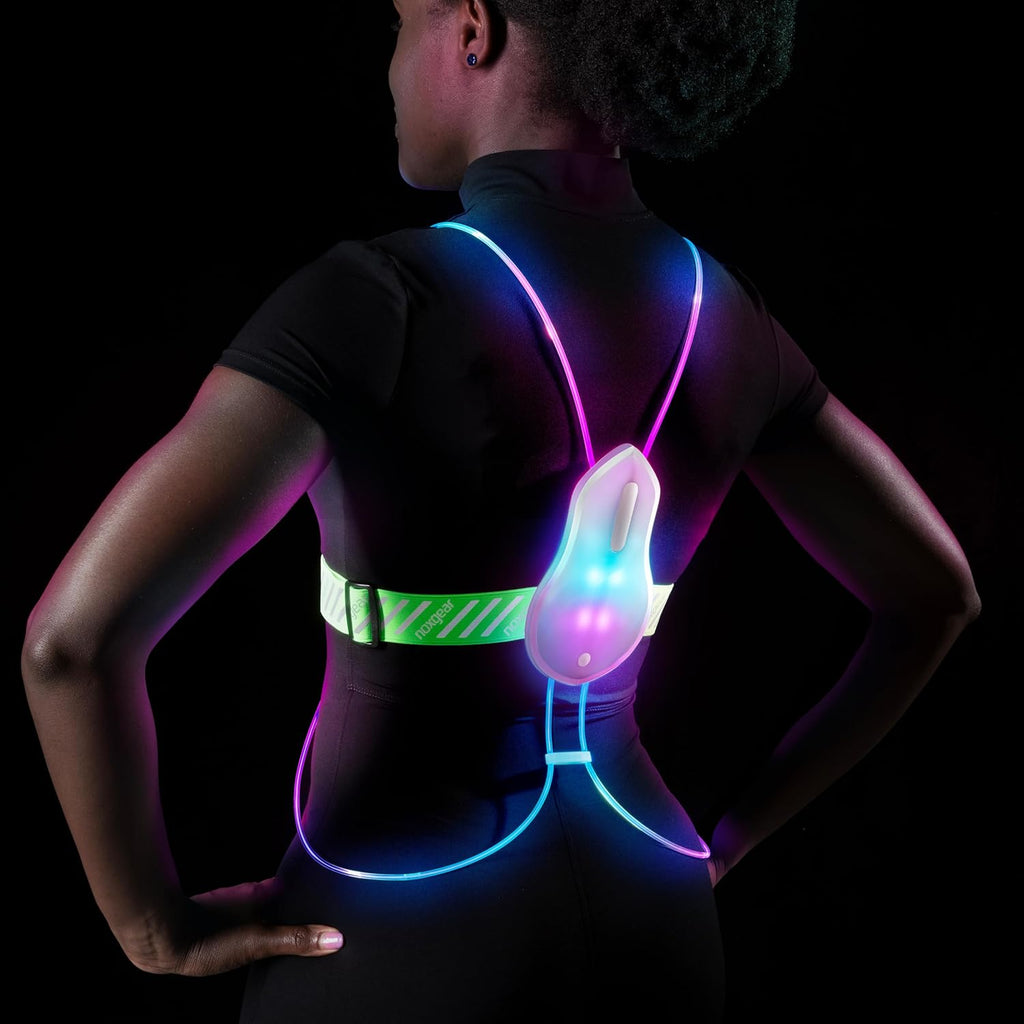 noxgear Tracer2 Multicolor Light Up and Reflective Running Vest | Rechargeable, Ultra-bright Running Lights for Runners