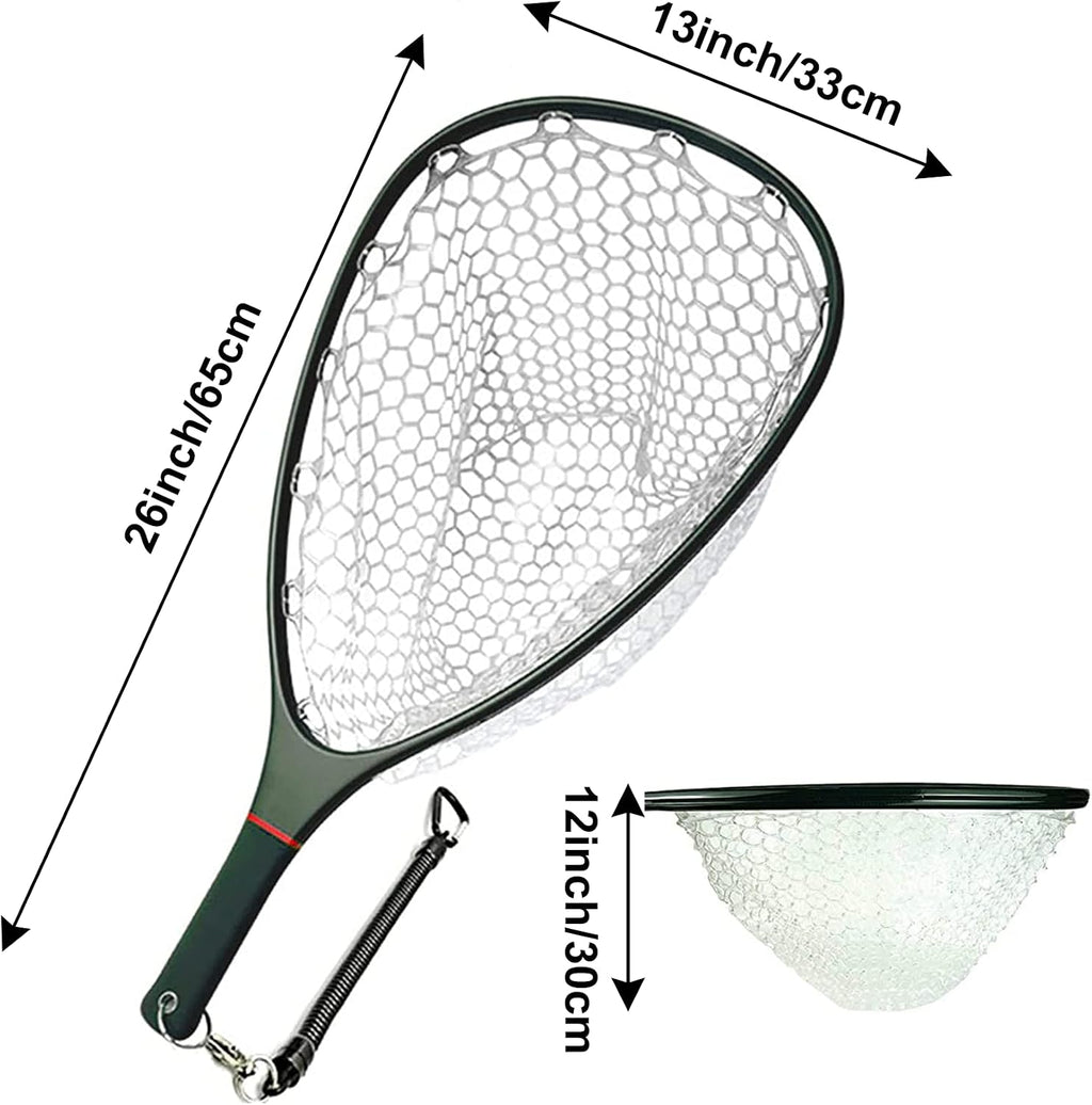Aventik Fly Floating Fishing Net Carbon Fiber Landing Trout Net Light Weight Clear Rubber Ghost Net Catch & Release