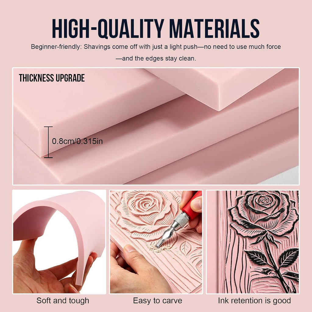 Linocut Kit for Printmaking,DIY Arts Crafts Stamp Carving Kit for Beginners
