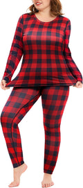 COOTRY Plus Size Thermal Underwear for Women Long Johns Top and Bottom Sets