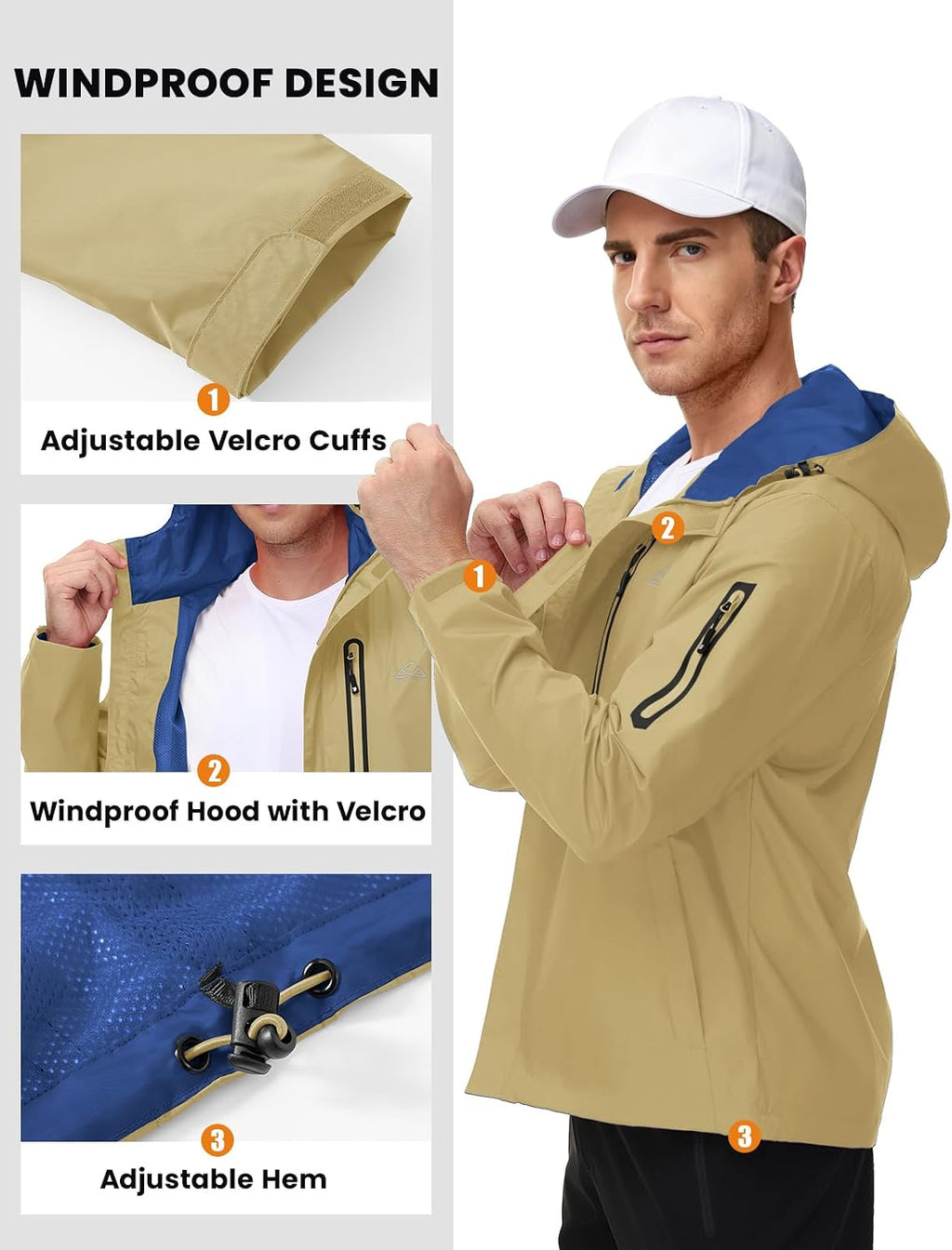 TBMPOY Men's Lightweight Rain Jackets Waterproof Raincoat with Hood