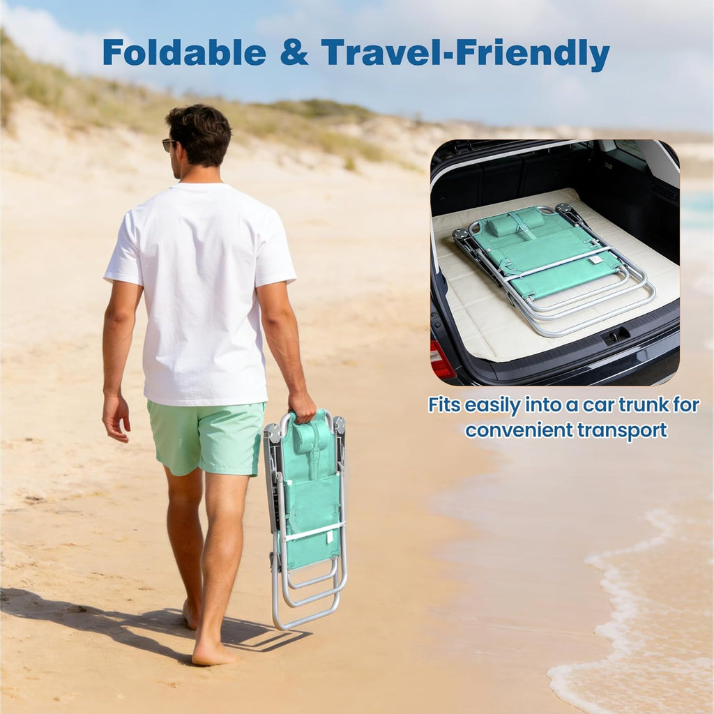 SUNNYFEEL Tall Beach Chair for Adults, High Back High Seat Folding Chairs