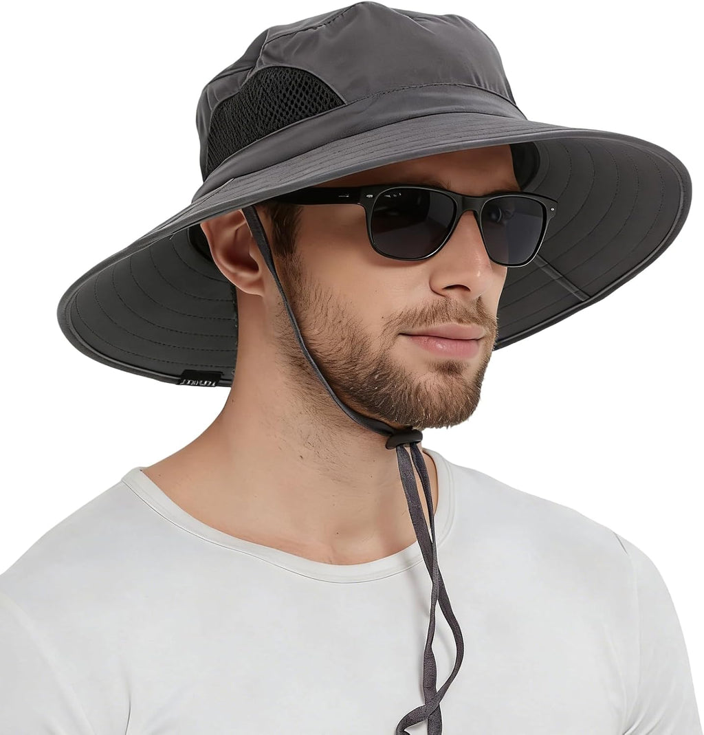 Wide Brim Sun Bucket Hat, Waterproof Boonie Hat for Men & Women