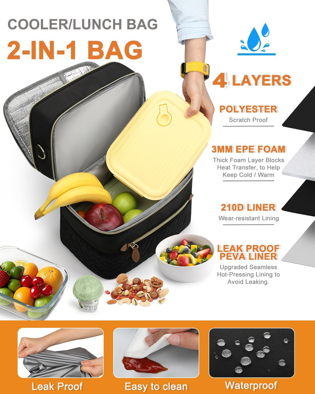 Capolo Lunch Bag for Women Men Insulated Lunch Tote Leakproof Lunchbox Bags