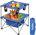 Portable Folding Camping Table Lightweight Outdoor Picnic Table with 4 Cup Holders & Storage Case Collapsible Tailgating Table for Camping Backyard Grill Outdoor Concerts