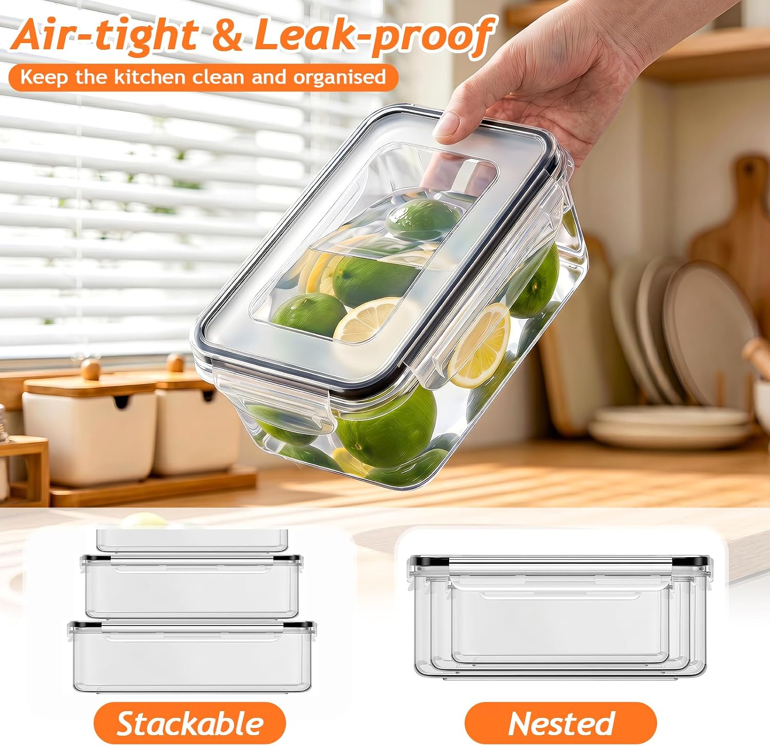 48 Pcs Reusable plastic food storage containers with lids