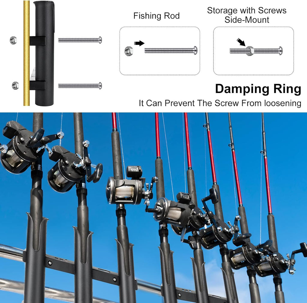 Shappy Fishing Rod Holders Wall Mounted Rack for Boat Garage, Black
