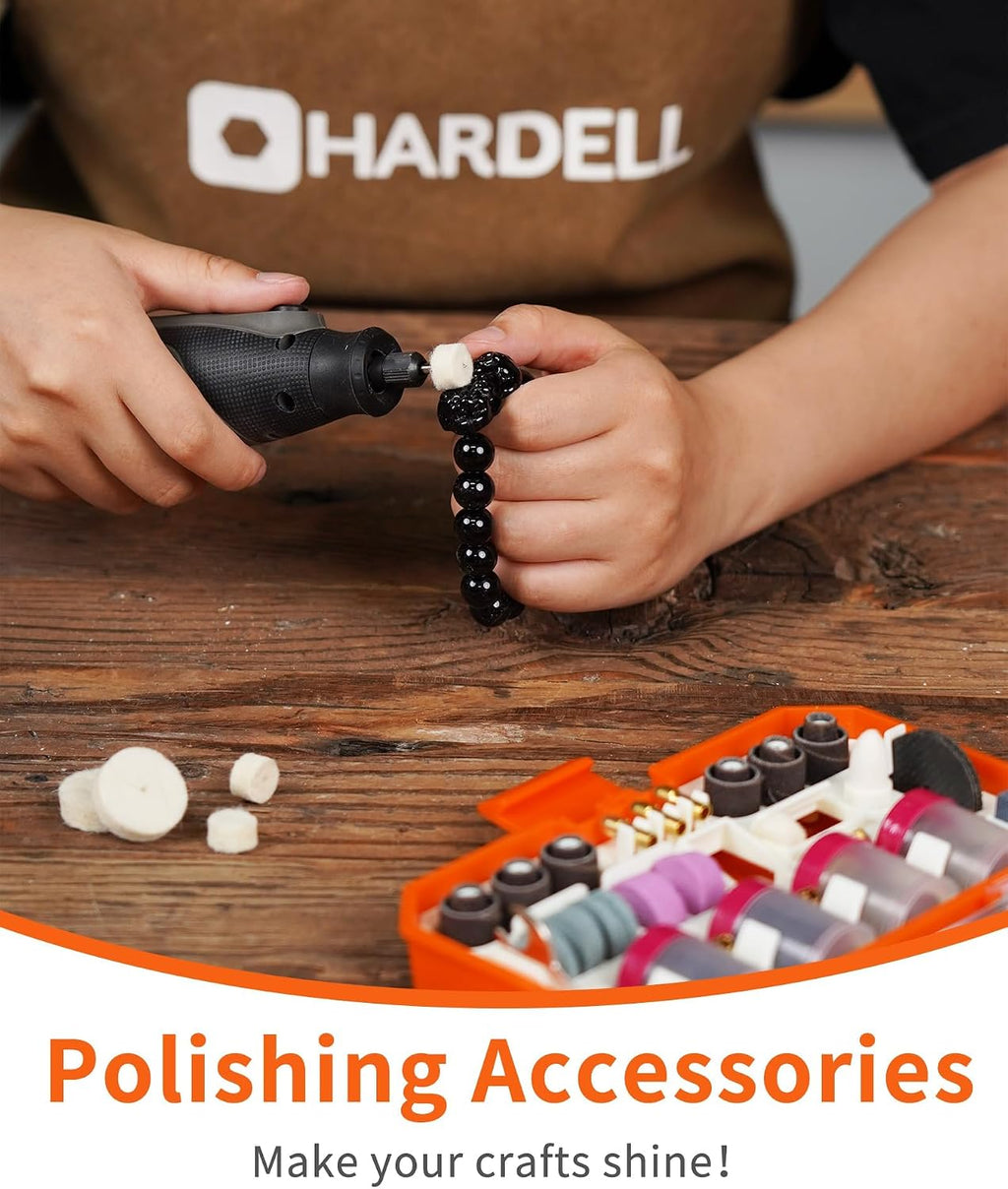 HARDELL 227Pcs Rotary Tool Kit w/ 1/8" Shanks, Sanding & Carving Orange