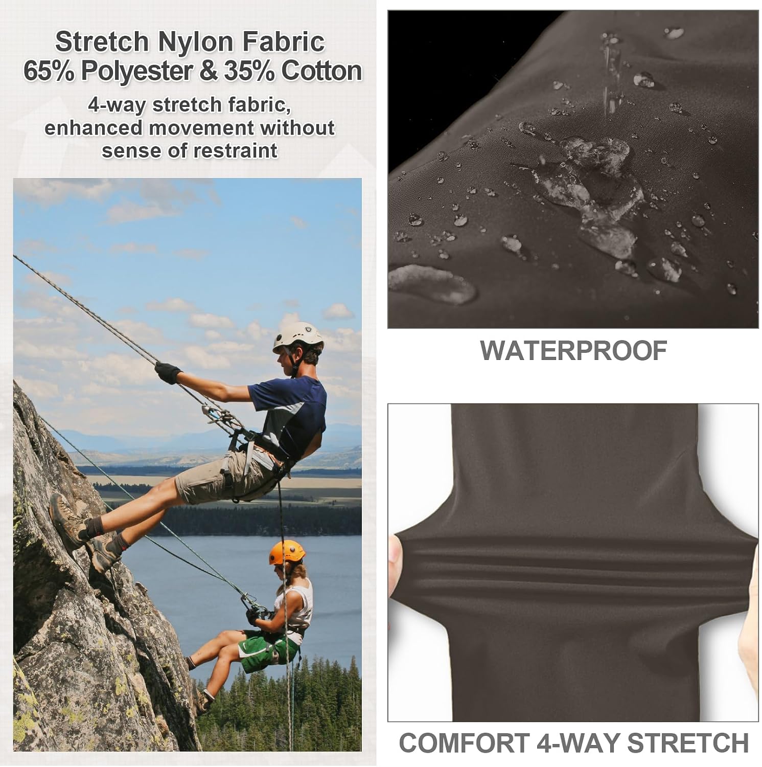 Mens Hiking Pants Convertible Quick Dry Zip Off Fishing Travel Safari Pants