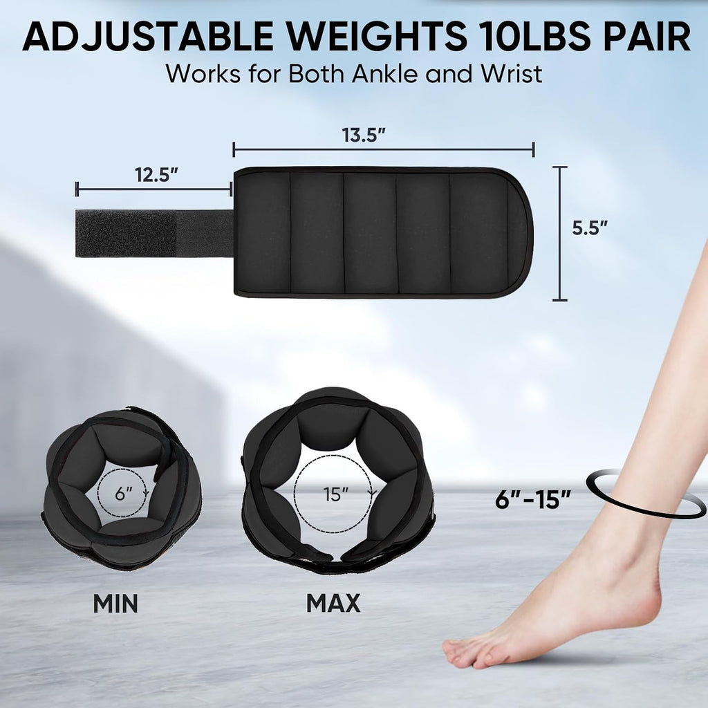 APEXUP Adjustable Ankle Weights for Women and Men, Modularized Leg Weight Straps for Yoga, Walking, Running, Aerobics, Gym, Physical Therapy