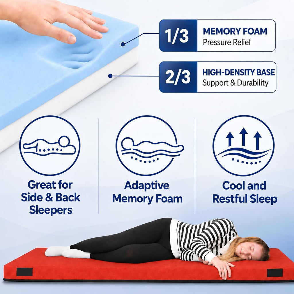 Hazli Matrix AirCell Memory Foam Camping Mattress Pad - CertiPUR-US Roll Up Mattress for Adults - Portable Foam Sleeping Mats for Camping - Camp Cot Sleeping Pad - Floor Sleep Mat Bed Roll for Car RV