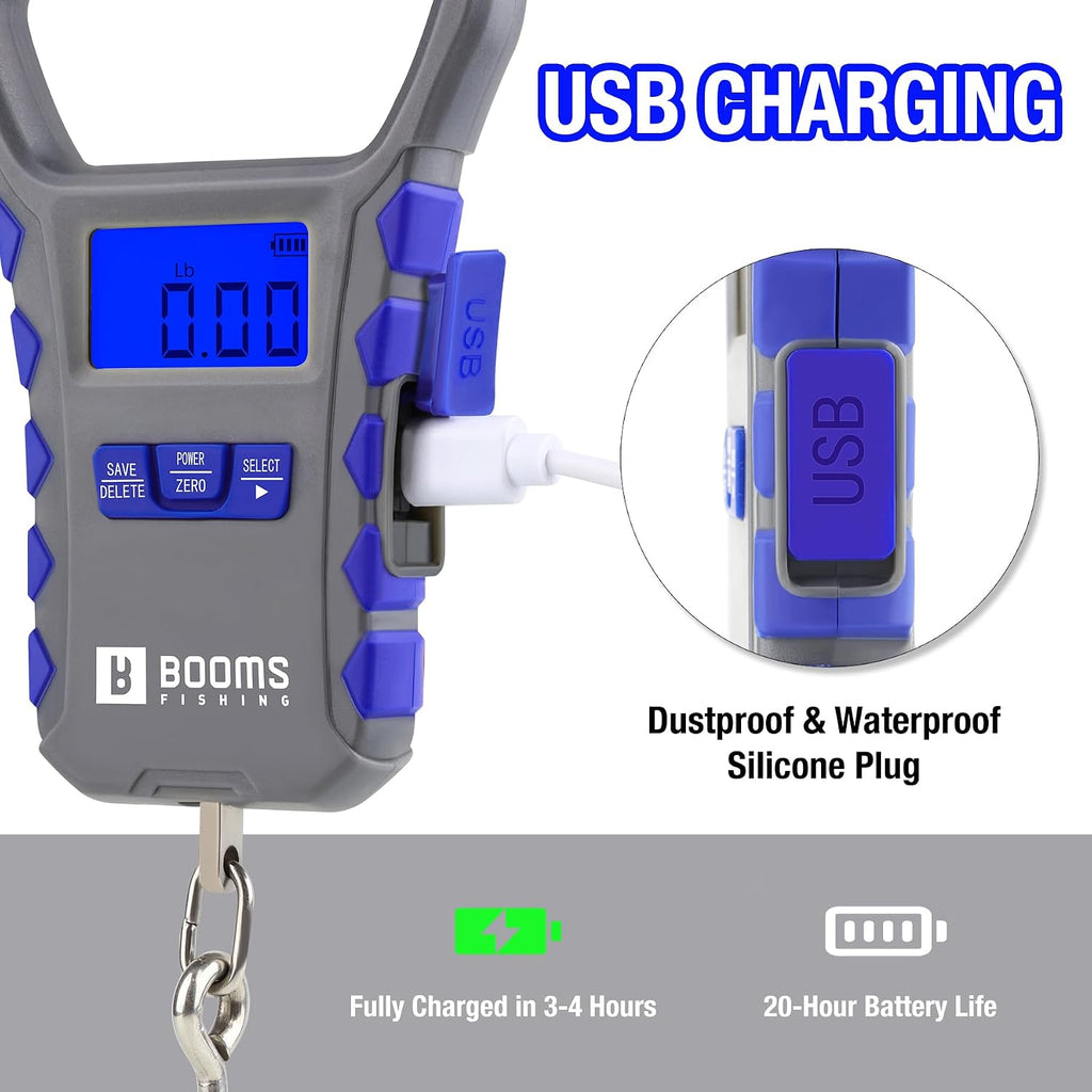 Booms Fishing Digital Fish Scale with Lip Gripper, 65lb Capacity, XW50
