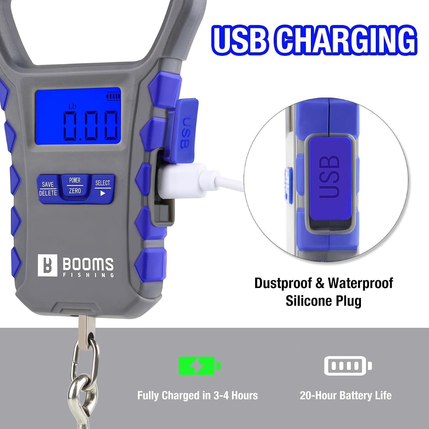 Booms Fishing Digital Fish Scale with Lip Gripper, 65lb Capacity, XW50
