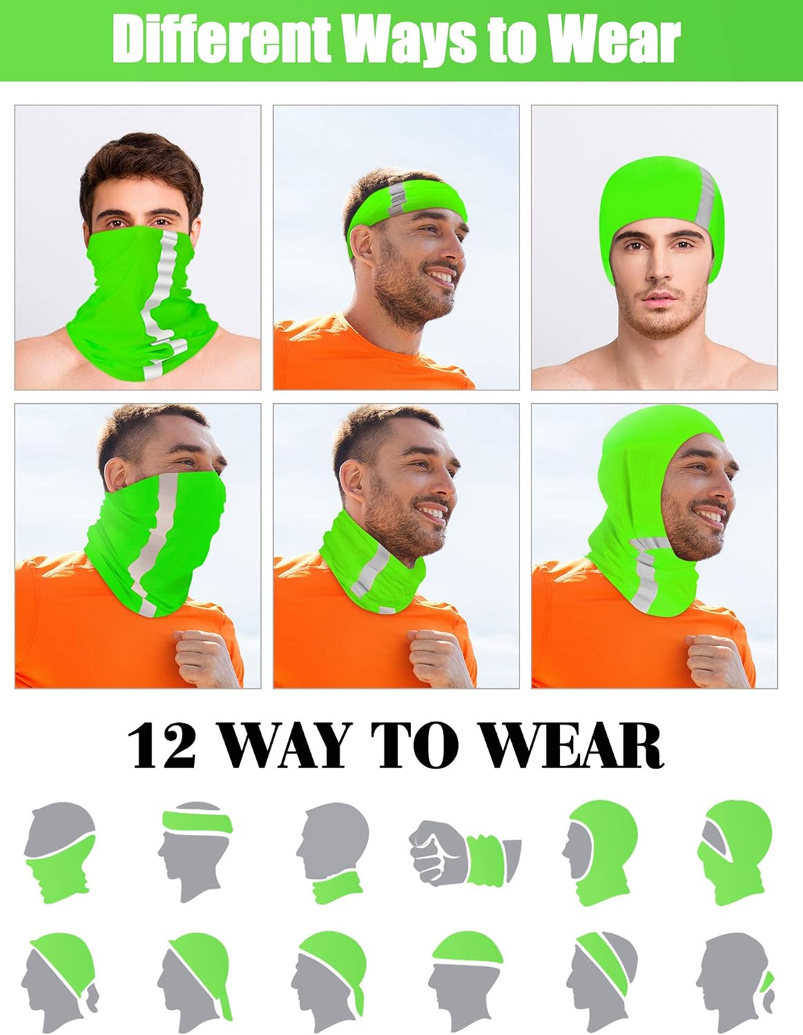 SATINIOR 8 Pack Reflective Neck Gaiters UV Protection Cooling Face Masks