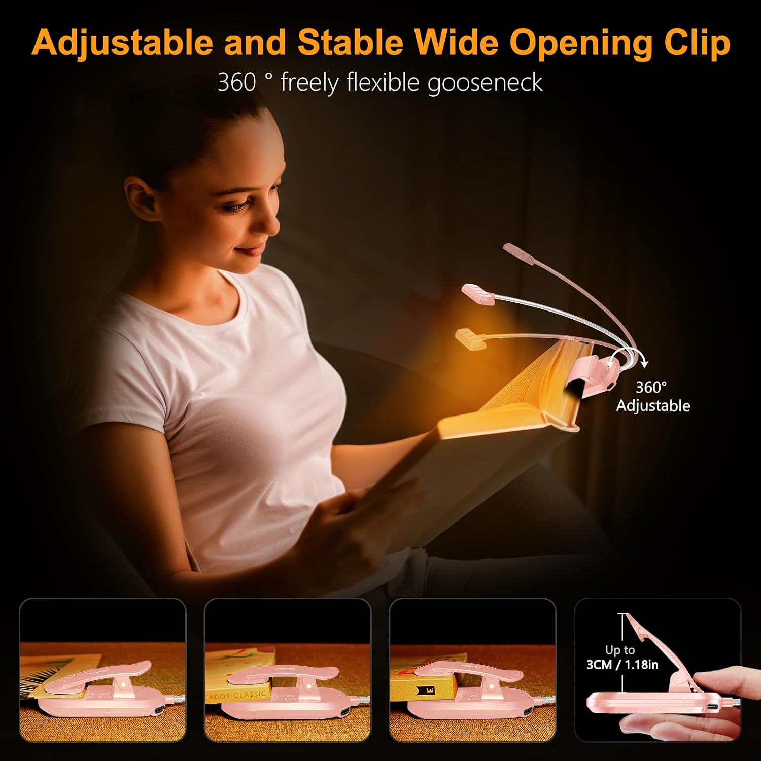 Gritin Rechargeable Book Light for Reading in Bed with 19 LED