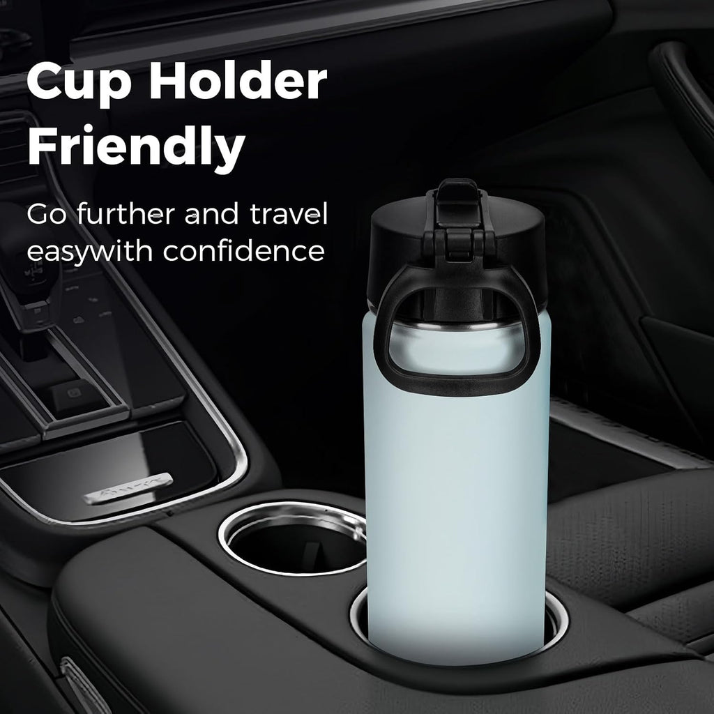 Neihepal 22 oz Insulated Water Bottles Bulk, Double Walled Vacuum Stainless Steel Water Bottle Multipack with Leak Proof Straw Lid for Men, Adults, Kids, Gym, Sports (Fog,4 Pack)