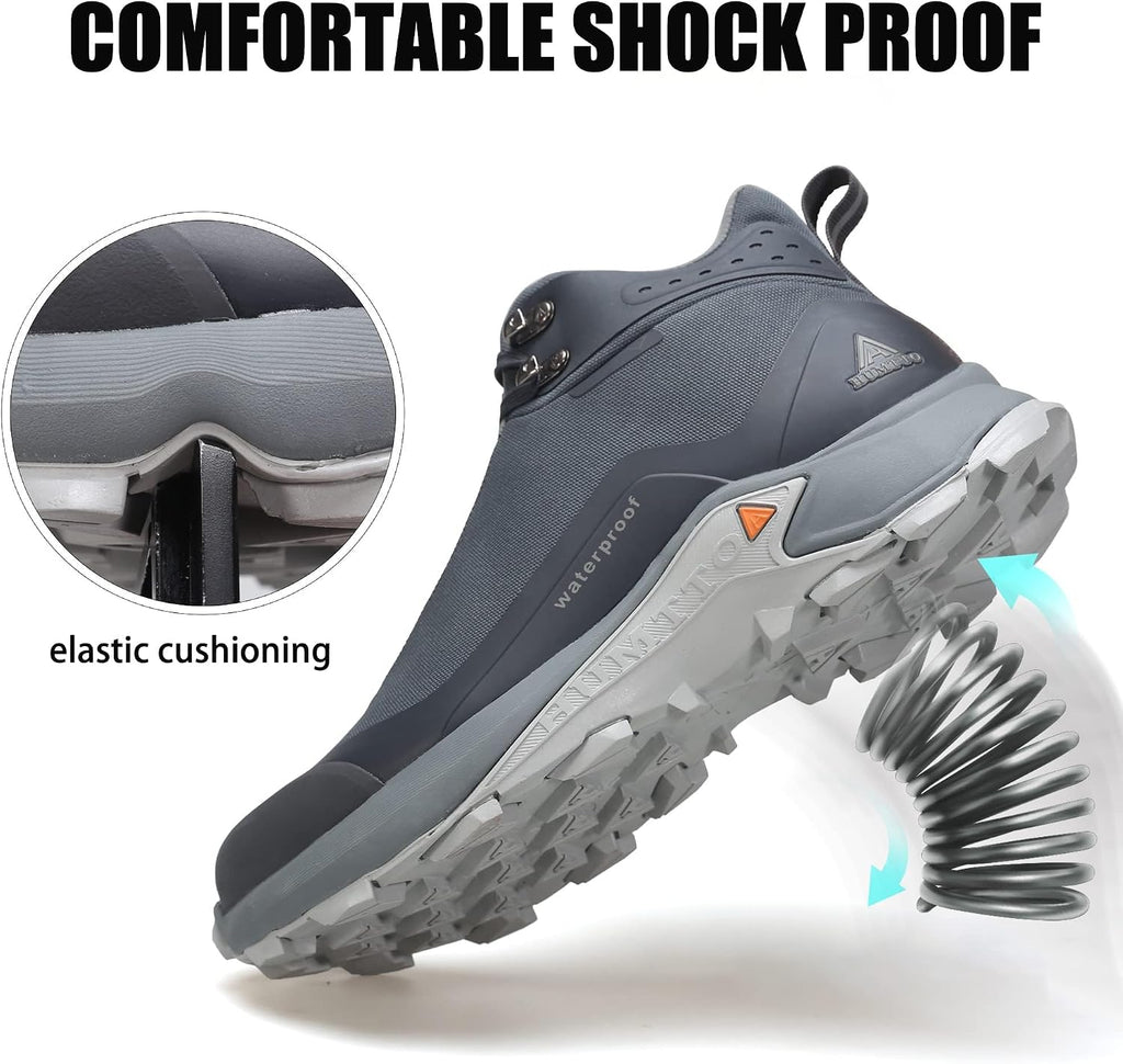 HUMTTO Men's All-Terrain Waterproof Hiking Boots | Lightweight Breathable Comfortable Non-slip Durable Outdoor Ankle Trekking