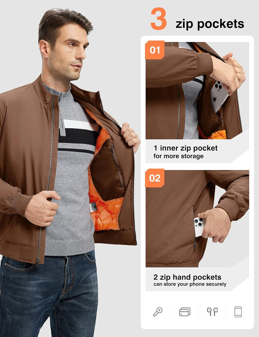 TBMPOY Men's Winter Jackets Bomber Padded Casual Windbreaker Warm Fall Coat