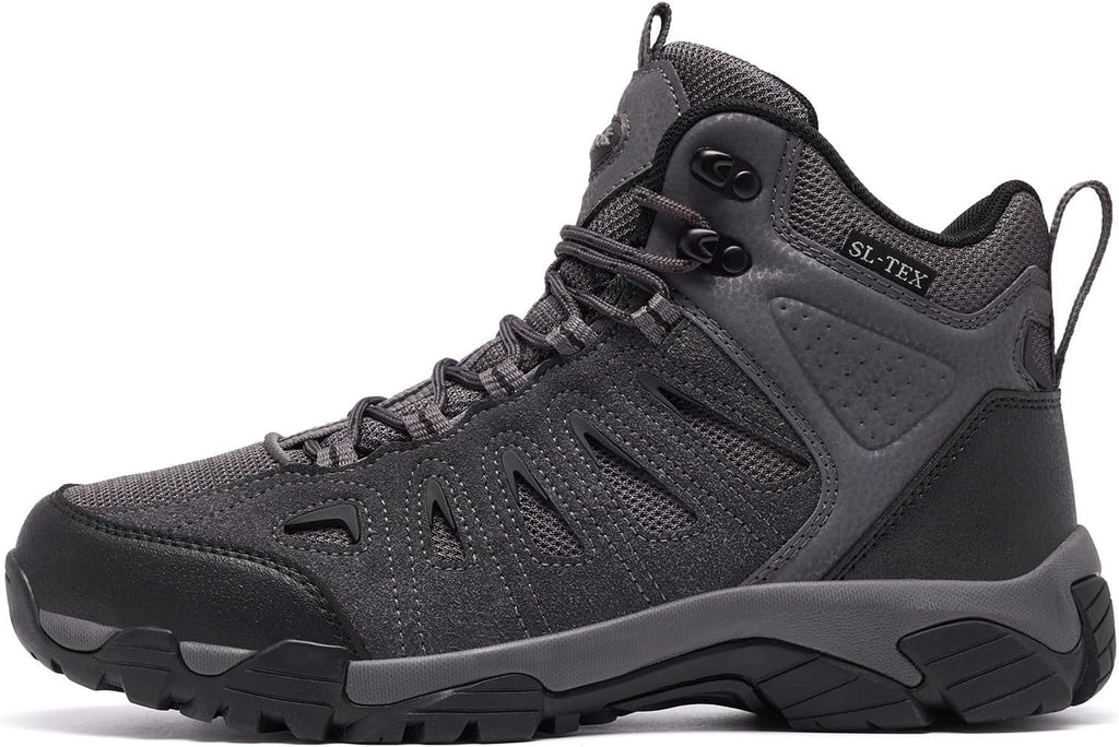 SHULOOK Men's Waterproof Hiking Boots Non-Slip Lightweight Mid Top Ankle Boot Breathable Hiker Trekking Shoes