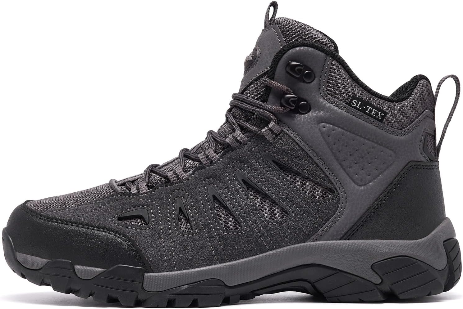 SHULOOK Men's Waterproof Hiking Boots Non-Slip Lightweight Mid Top Ankle Boot Breathable Hiker Trekking Shoes