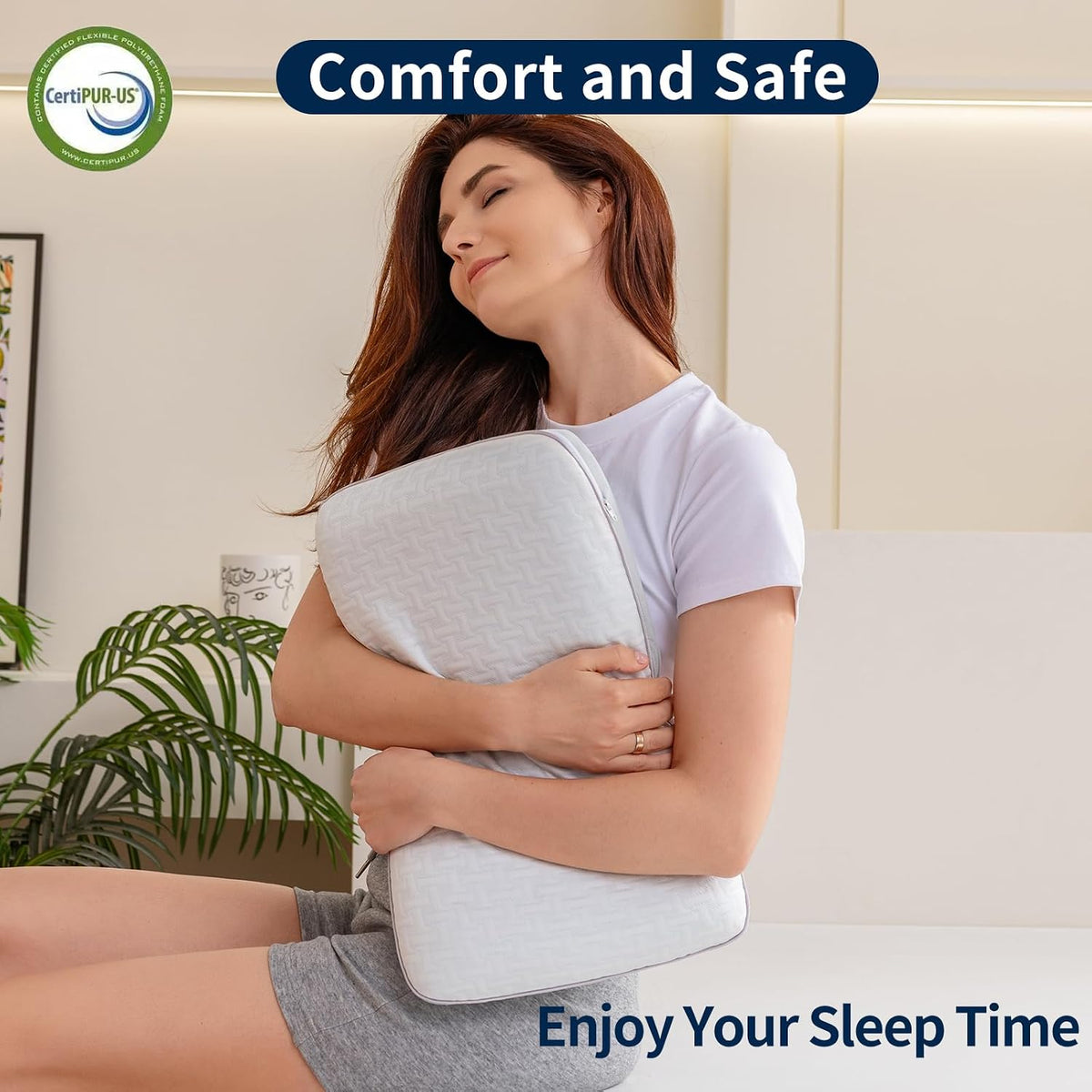 Memory Foam Bed Pillows for Camping, Pillow for Travel Nap Office,Pillow for Side and Back Sleeper, Pillow for Neck Pain Relief, Washable Removable Breathable Cover, Soft