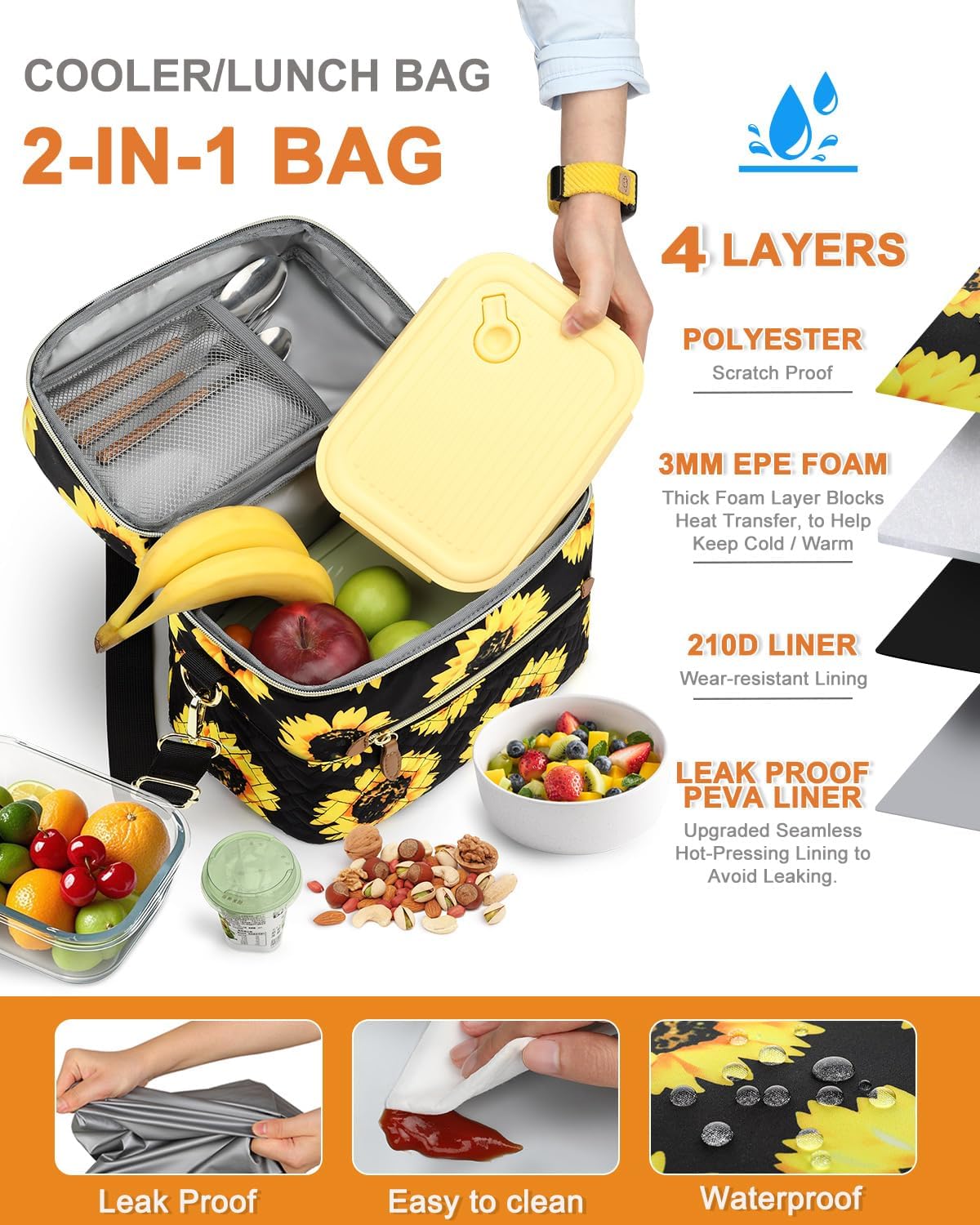 Capolo Lunch Bag for Women Men Insulated Lunch Tote Leakproof Lunchbox Bags