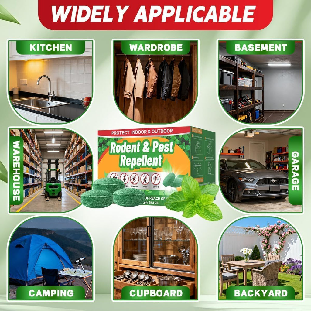 Rodent Mole Repellent Indoor Outdoor - 32 Packs Peppermint Essential Oil Extra Strength for Mice Rat Mouse Bug Spider Roach Repellent Pouches, Moth Balls Pest Control Natural Home Safe