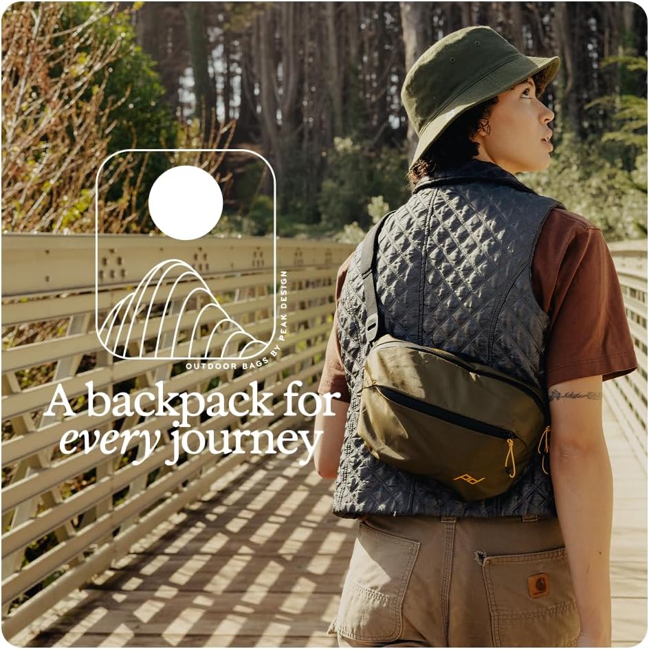 Peak Design Outdoor Sling 7L, Black, Padded Adjustable Shoulder Strap for Crossbody or Waist Carry, 10 Pockets, Ideal for Carrying Cameras and Essentials, Versatile Sling Bag for Men and Women