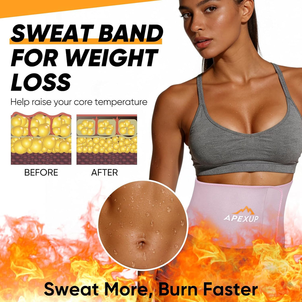 APEXUP Waist Trainer for Women Lower Belly Fat, Men Sweat Band, Stomach Wrap, Waist Trimmer with Removable Lumbar Support