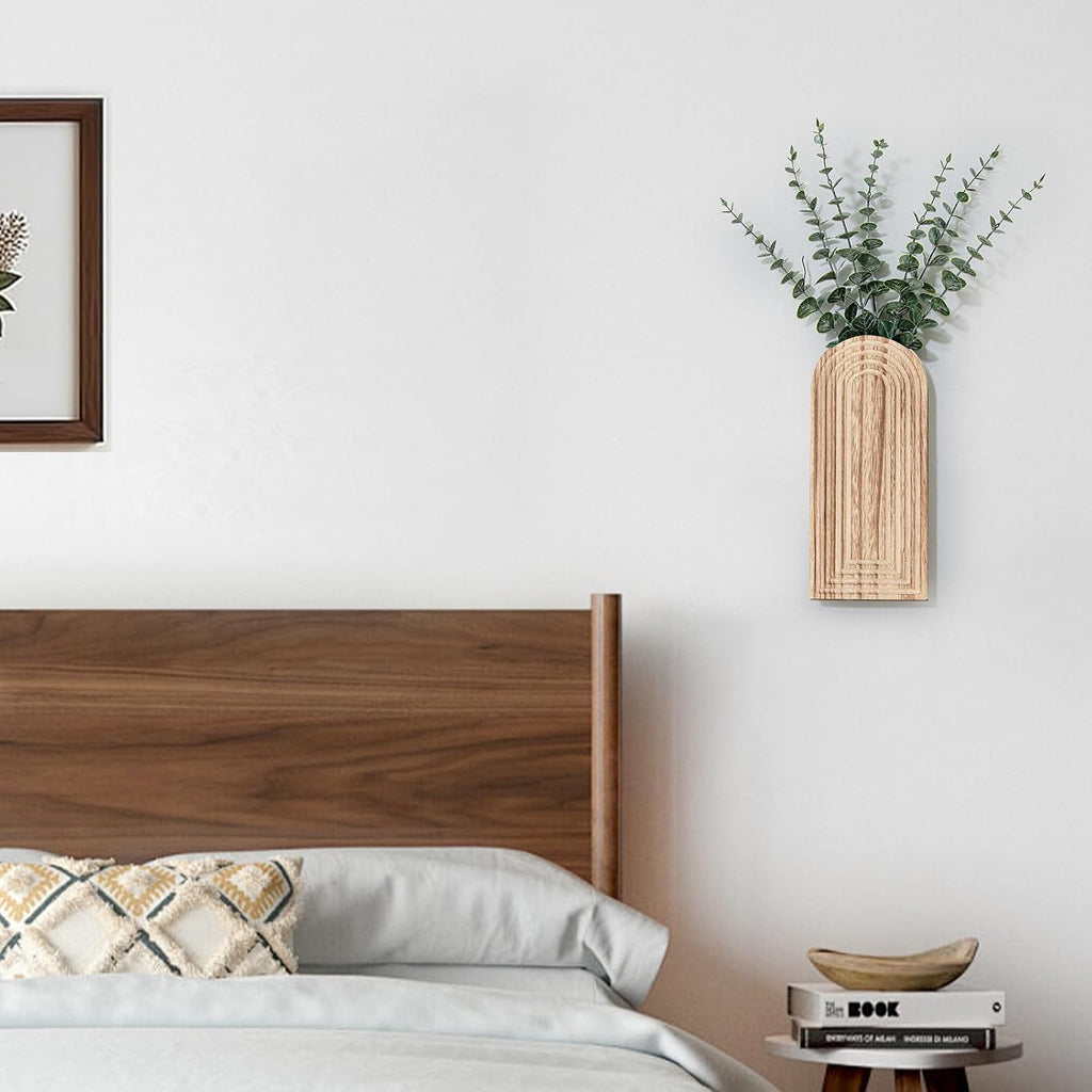 Handmade Wooden Wall Vases Set of 2 for Plants
