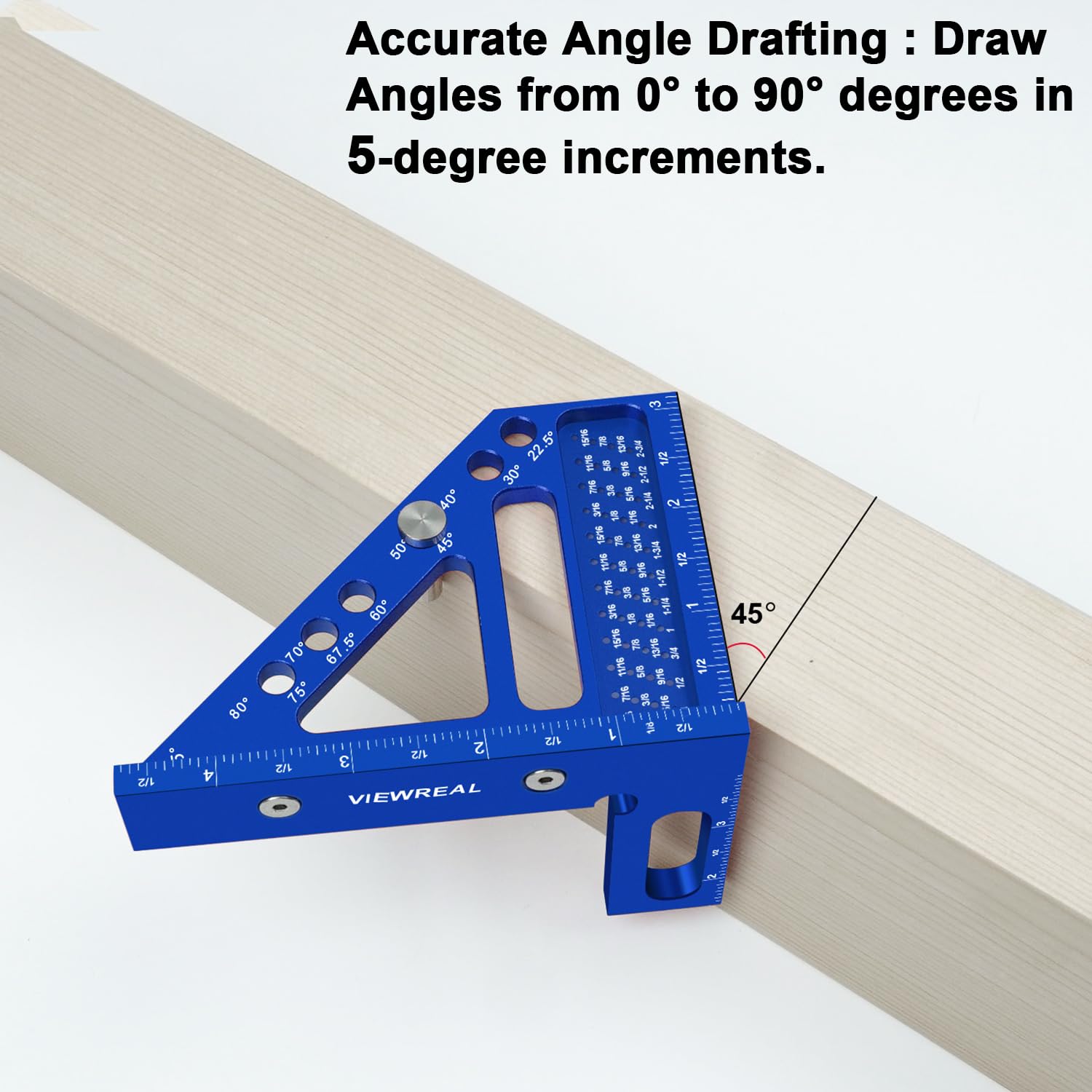 3D Multi-Angle Aluminum Alloy Woodworking Square Ruler, 22.5-90 Degree Protractor, High Precision Miter Triangle Ruler for Engineers, Carpenters, and Craftsmen