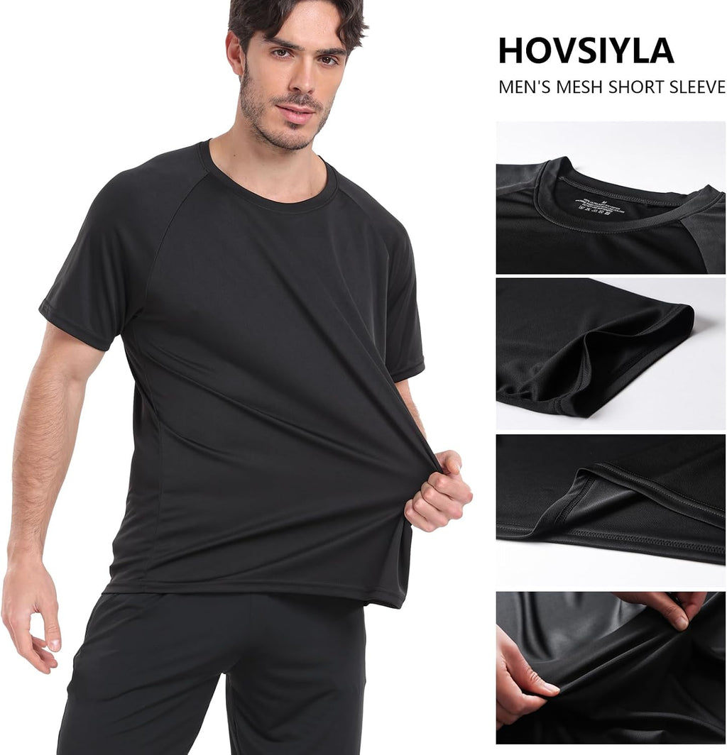 HovSiyla 1/5 Pack Running Shirts Men Sport Tops Dry Fit Gym Wicking Athletic T Shirts Breathable Cool Workout Shirts