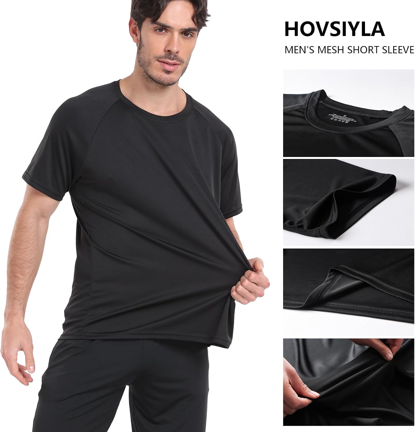 HovSiyla 1/5 Pack Running Shirts Men Sport Tops Dry Fit Gym Wicking Athletic T Shirts Breathable Cool Workout Shirts