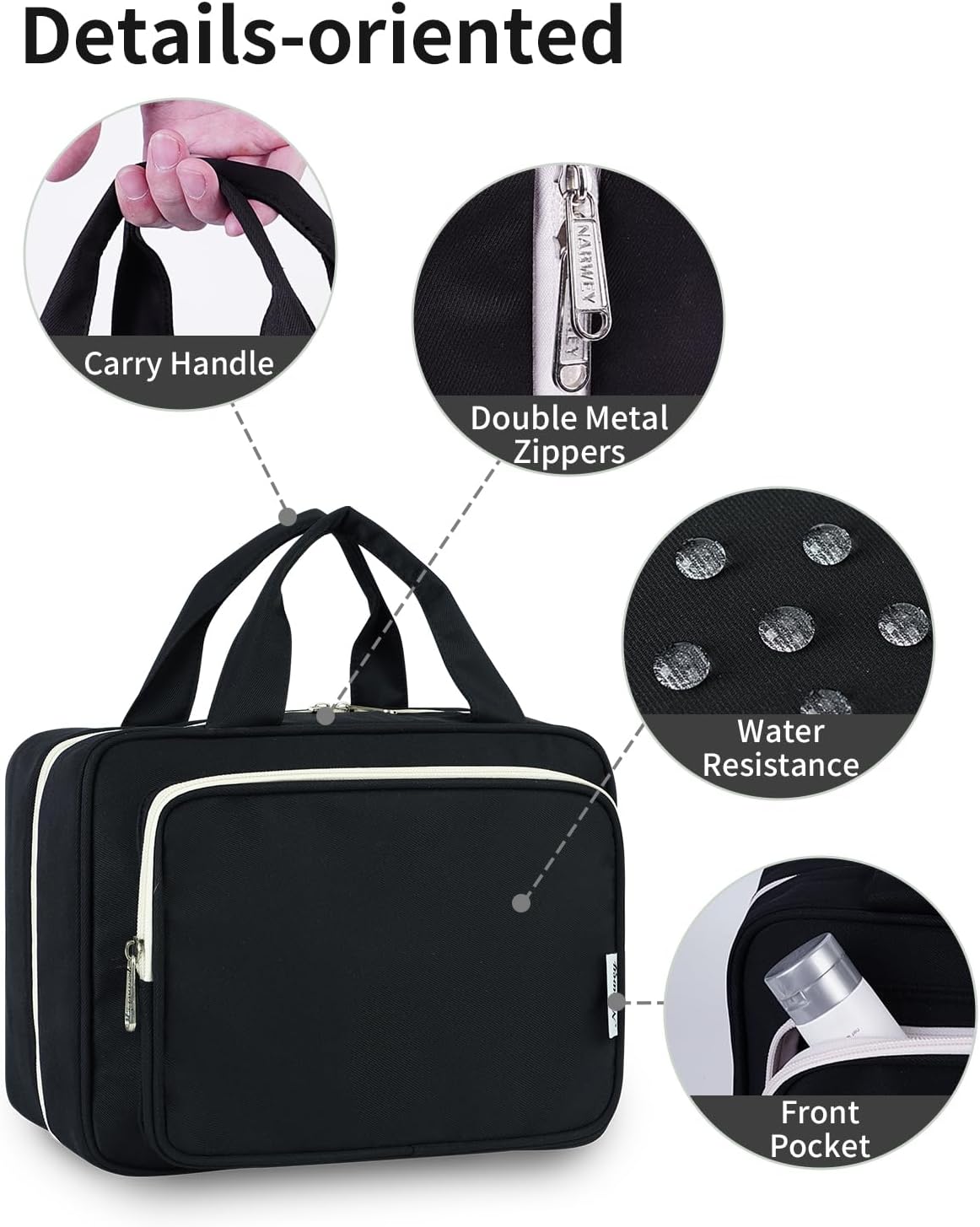 Narwey Hanging Toiletry Bag for Women, Travel Makeup Cosmetic Organizer Bag