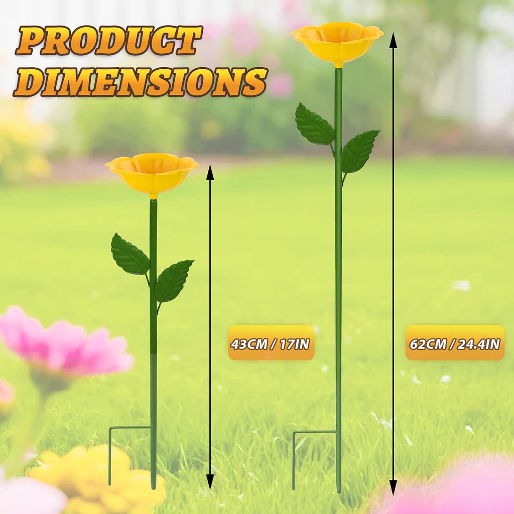 Mellbree Bee Watering Station, 4-Pack Metal Flower Bee Bath for Garden – Butterflies & Pollinators – Colorful Outdoor Gardening Stakes for Yard, Patio, Butterfly Garden, Gardening Essentials, 4