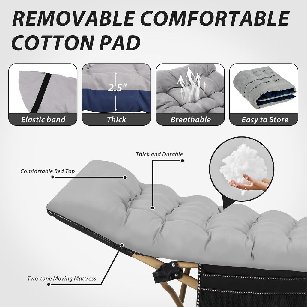 Folding Camping Cot with Mattress for Adults,28" Wide,600LBS
