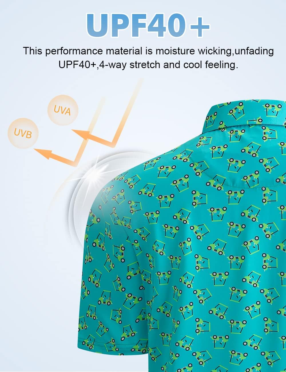 Hodaweisolp Golf Shirts for Men Dry Fit Print Short Sleeve Polo Shirt