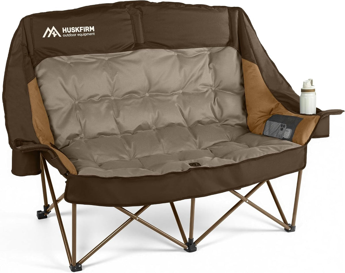Huskfirm High Back Double Camping Chair 2 Person Camping Chair Blue