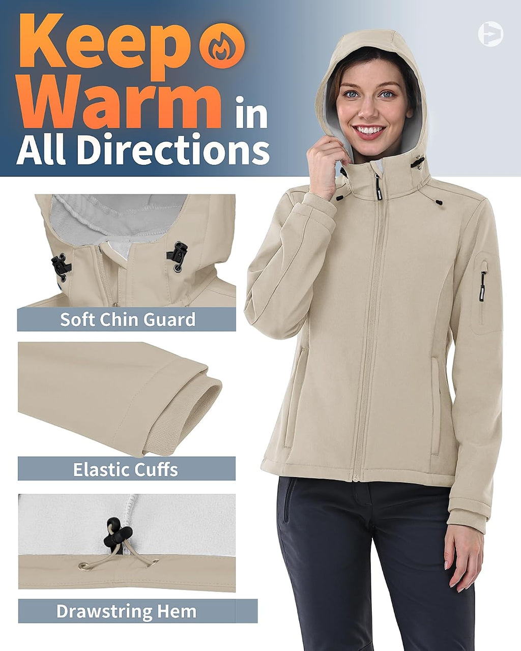 Outdoor Ventures Women's Softshell Jacket Fleece Lined Waterproof Rain Coat