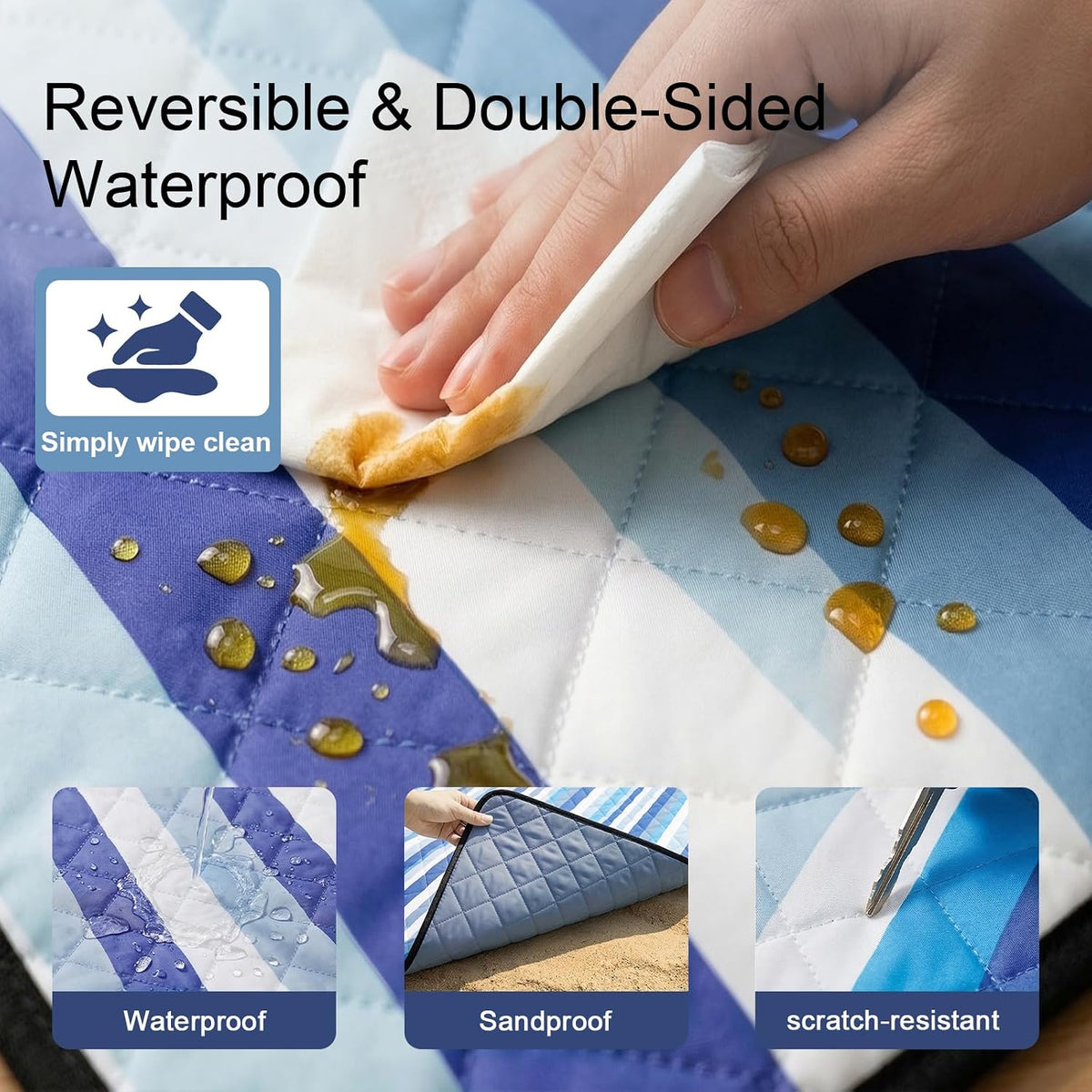 2 in 1 Tote Picnic Blanket Waterproof Outdoor Camping Beach Blanket