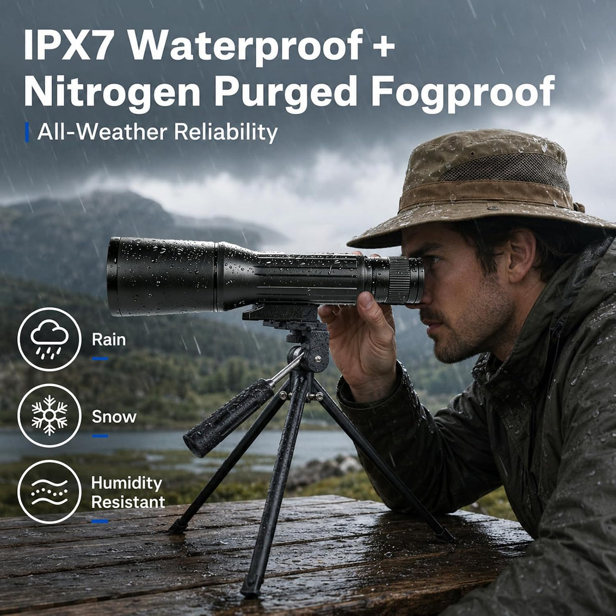 12X62 HD Monocular Telescope with Tripod for Adults Bird Watching, Black