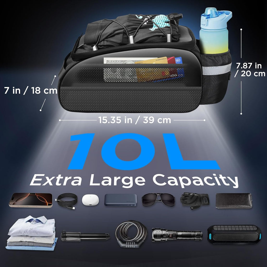 whale fall 10L Bike Rack Bag, Waterproof Hard Shell EVA Ebike Bag