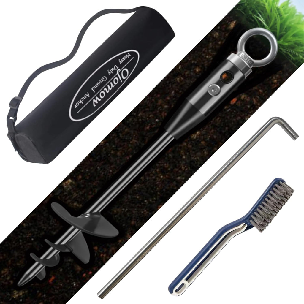18" Heavy Duty Dog Tie Out Stake for Cable & Leash & Chain & Yard & Outside & Beach, Ground Stakes or Anchor for Large Dog Runner & Lead for Yard, Dog Camping Essentials (Stake Without Cable)