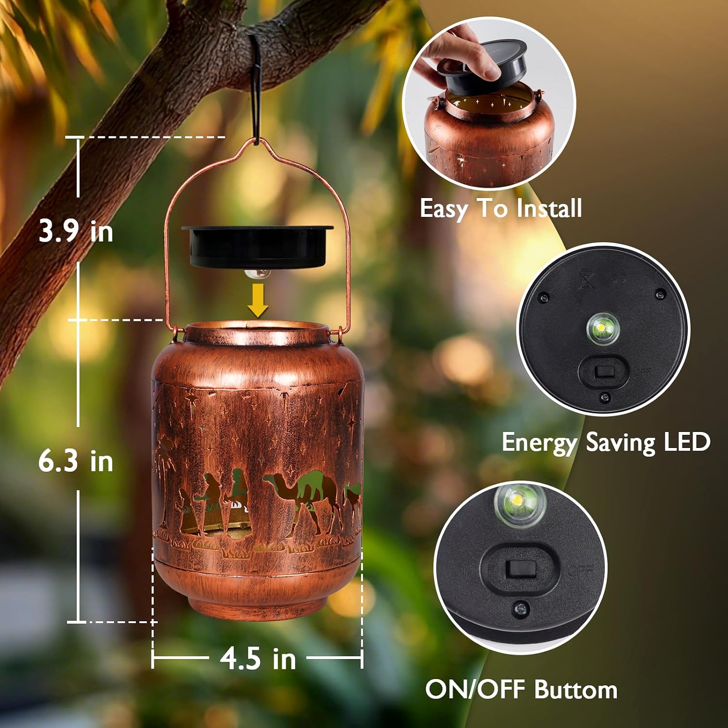 Homemory Gifts for Women, Solar Christmas Nativity Lanterns Outdoor Lights